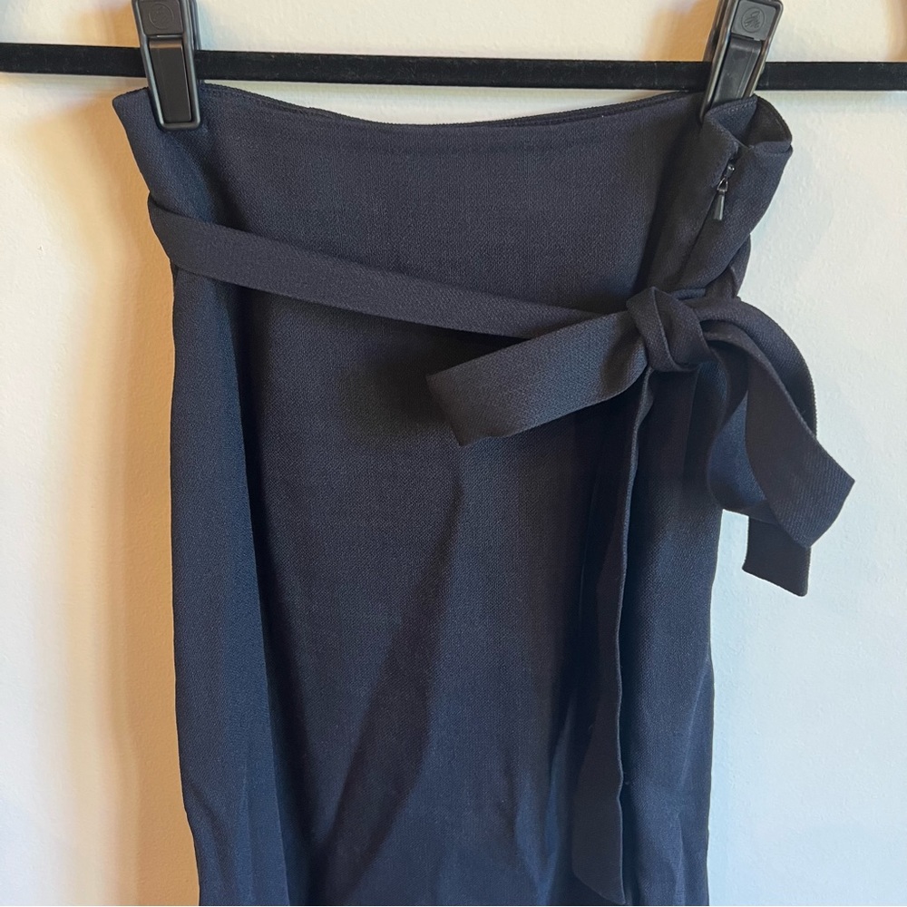 Helmut Lang Navy Blue Wrap Midi Skirt | Size 4 - Picture 4 of 7